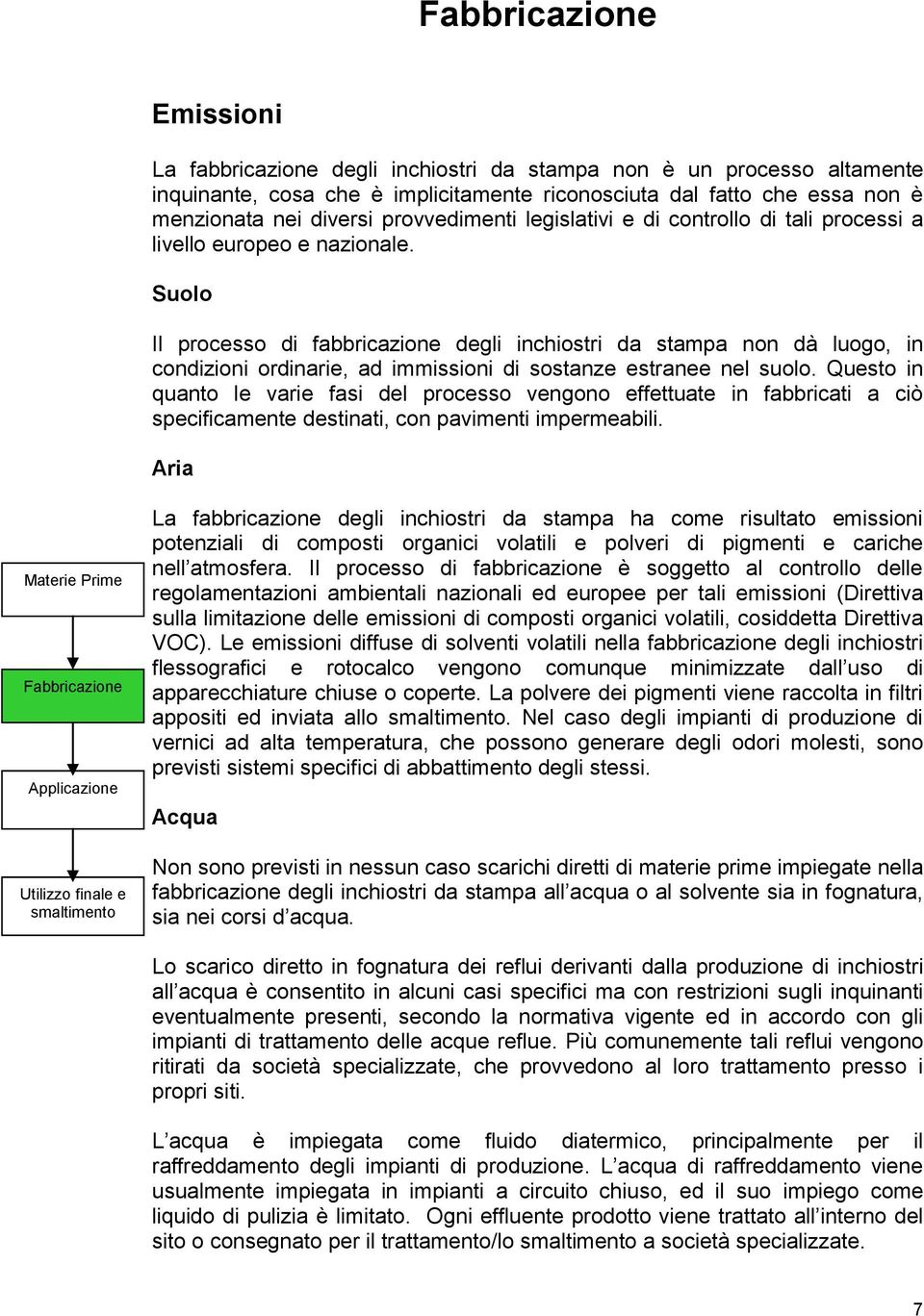 Suolo Il processo di fabbricazione degli inchiostri da stampa non dà luogo, in condizioni ordinarie, ad immissioni di sostanze estranee nel suolo.