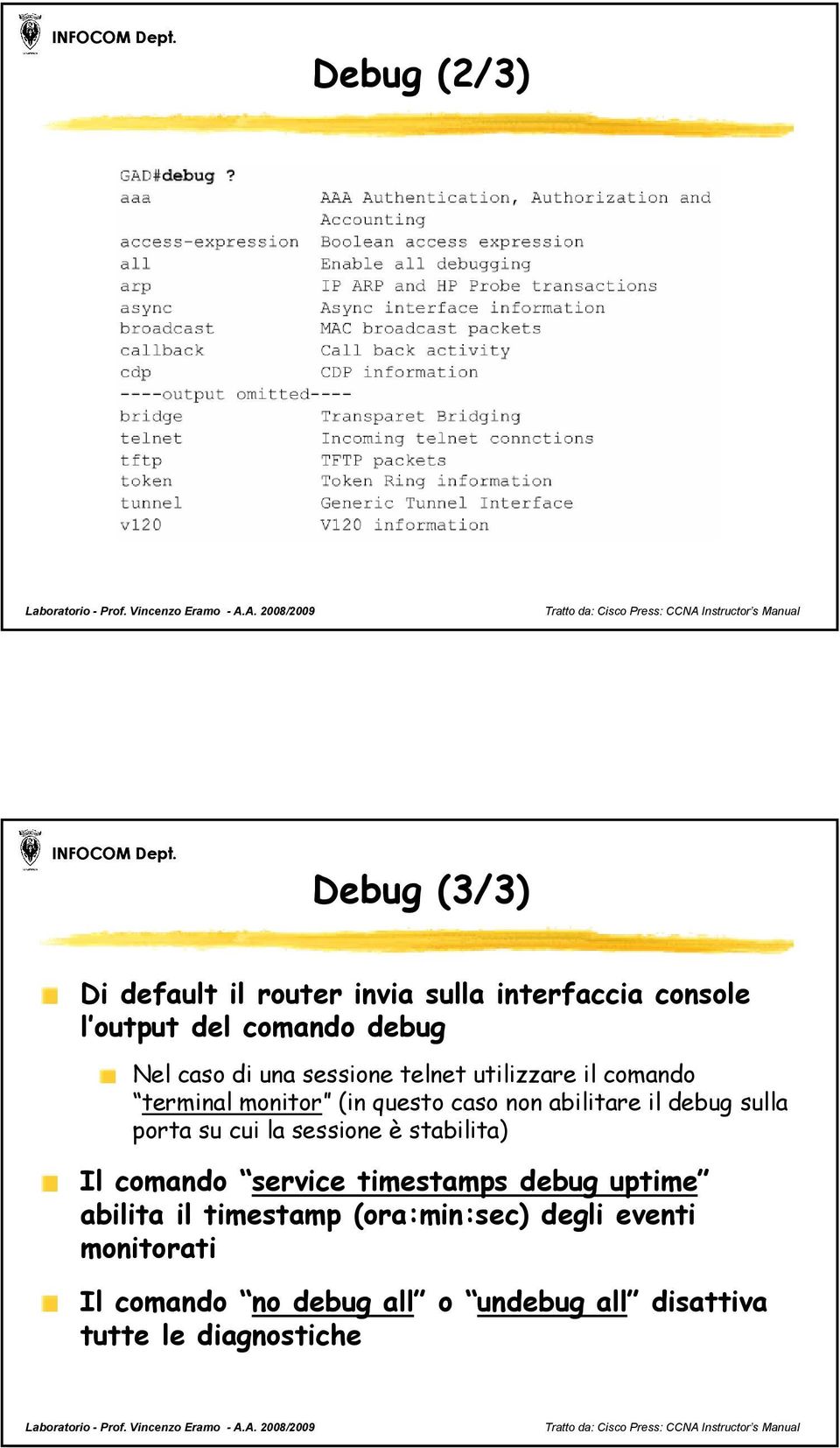 sulla porta su cui la sessione è stabilita) Il comando service timestamps debug uptime abilita il timestamp