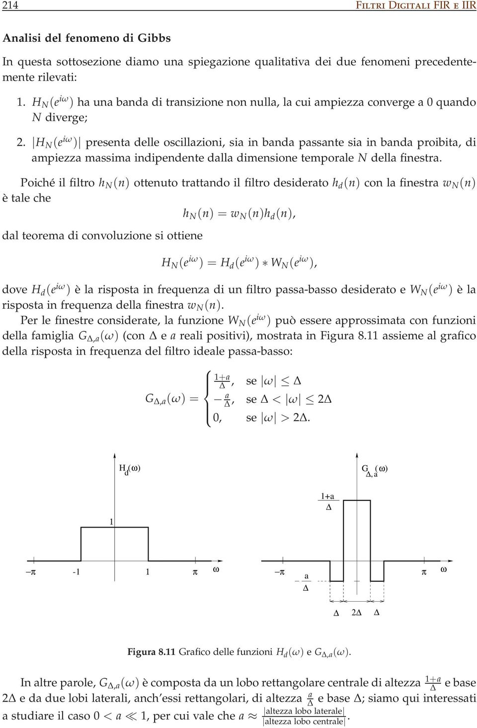 H N (e iω ) presenta delle oscillazioni, sia in banda passante sia in banda proibita, di ampiezza massima indipendente dalla dimensione temporale N della finestra.