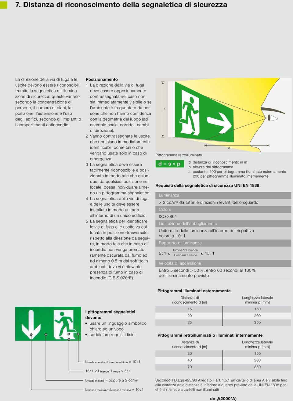 Posizionamento 1 La direzione della via di fuga deve essere opportunamente contrassegnata nel caso non sia immediatamente visibile o se l ambiente è frequentato da persone che non hanno confidenza