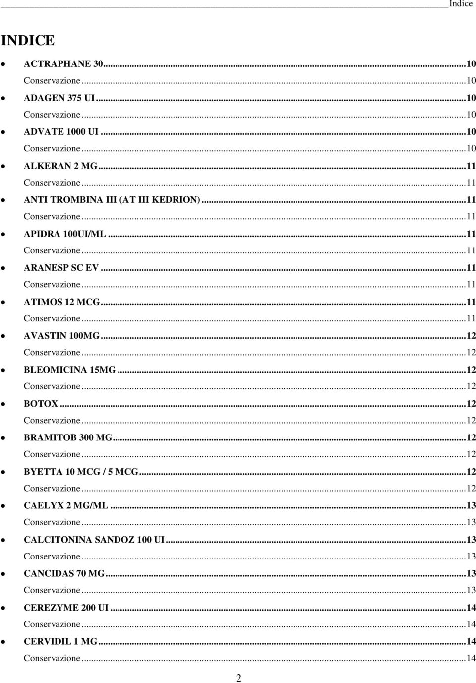 .. 12... 12 BLEOMICINA 15MG... 12... 12 BOTOX... 12... 12 BRAMITOB 300 MG... 12... 12 BYETTA 10 MCG / 5 MCG... 12... 12 CAELYX 2 MG/ML.