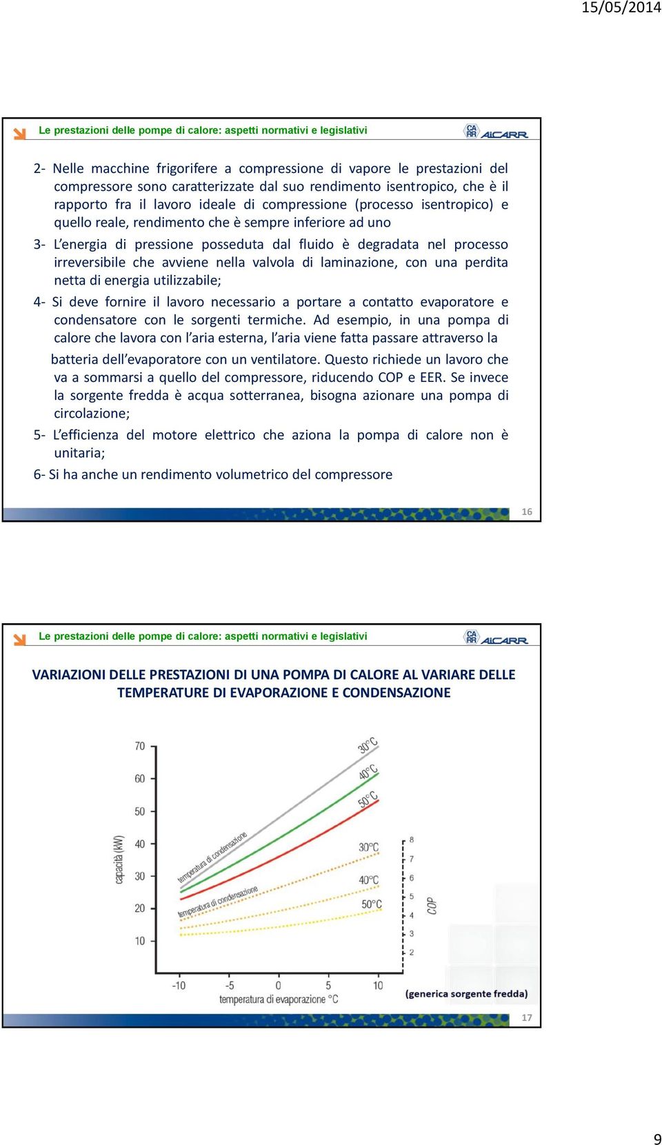 laminazione, con una perdita netta di energia utilizzabile; 4- Si deve fornire il lavoro necessario a portare a contatto evaporatore e condensatore con le sorgenti termiche.