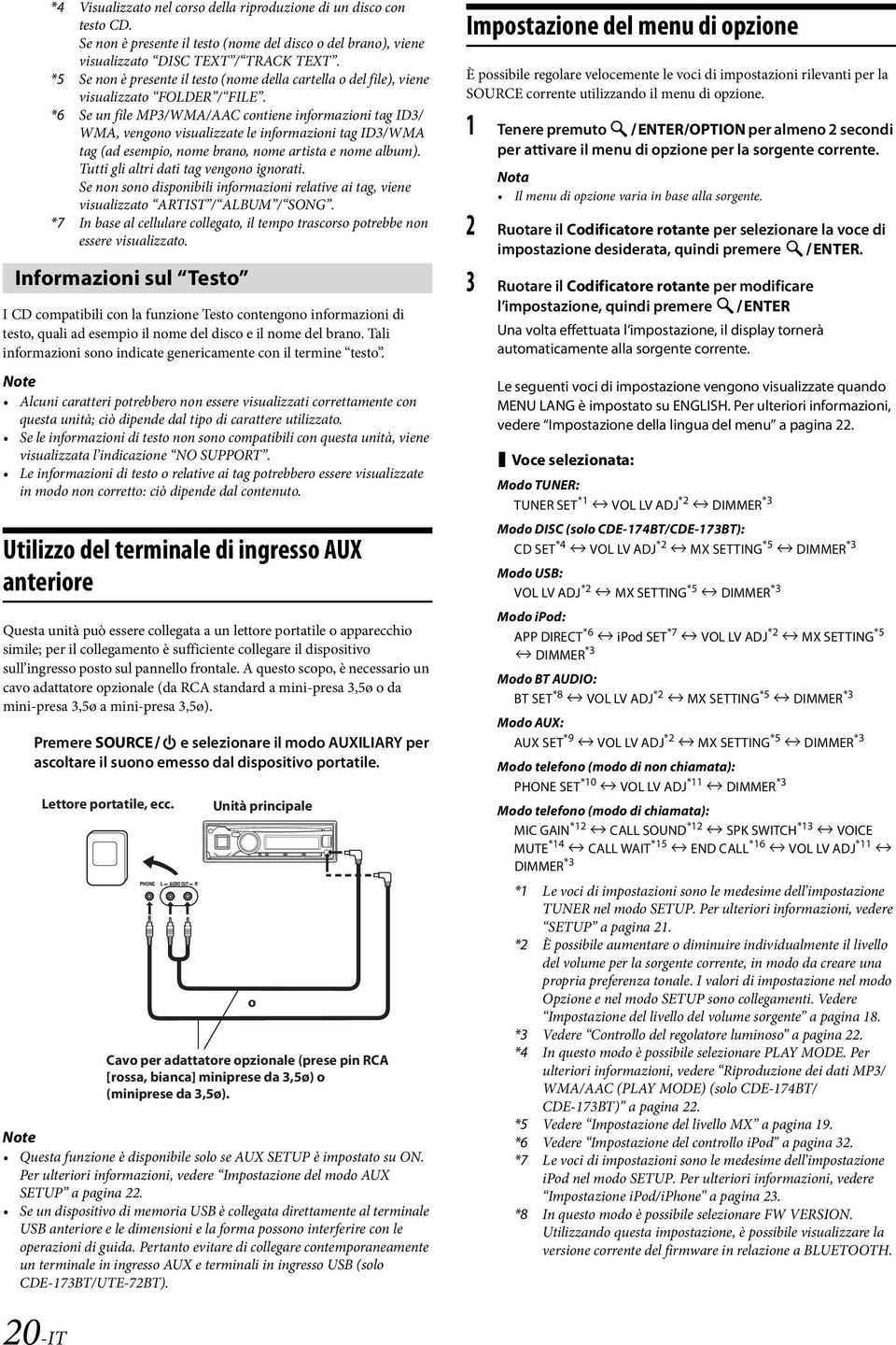 *6 Se un file MP3/WMA/AAC contiene informazioni tag ID3/ WMA, vengono visualizzate le informazioni tag ID3/WMA tag (ad esempio, nome brano, nome artista e nome album).