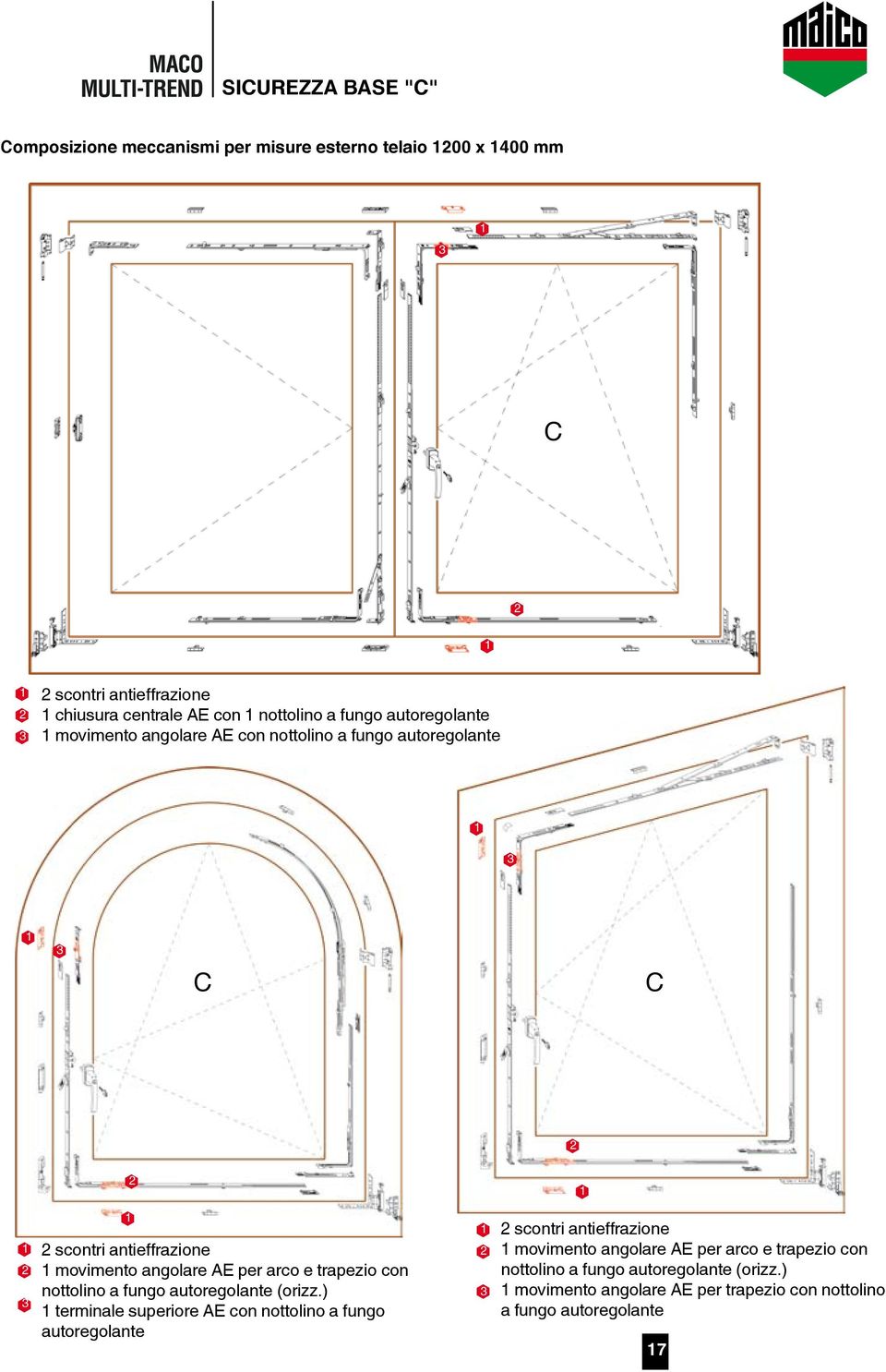 trapezio con nottolino a fungo autoregolante (orizz.