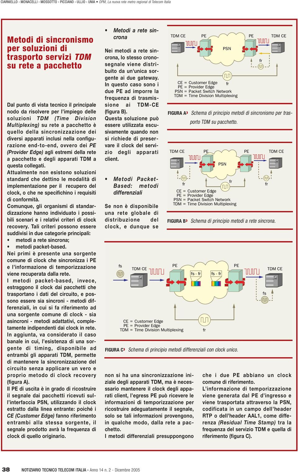 apparati TDM a questa collegati. Attualmente non esistono soluzioni standard che dettino le modalità di implementazione per il recupero del clock, o che ne specifichino i requisiti di conformità.