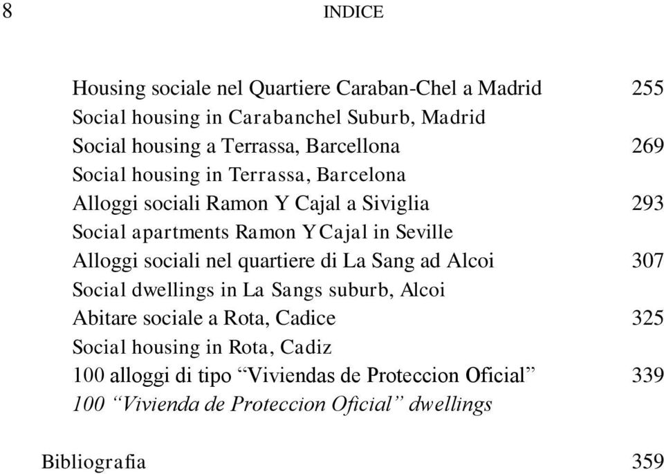 Seville Alloggi sociali nel quartiere di La Sang ad Alcoi 307 Social dwellings in La Sangs suburb, Alcoi Abitare sociale a Rota, Cadice 325