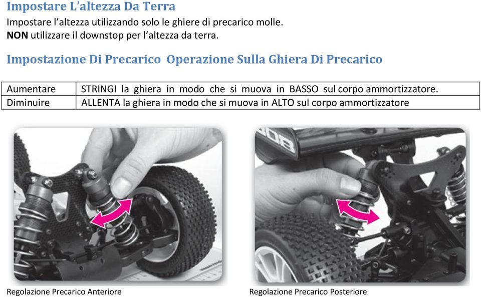 Impostazione Di Precarico Operazione Sulla Ghiera Di Precarico Aumentare Diminuire STRINGI la ghiera in modo