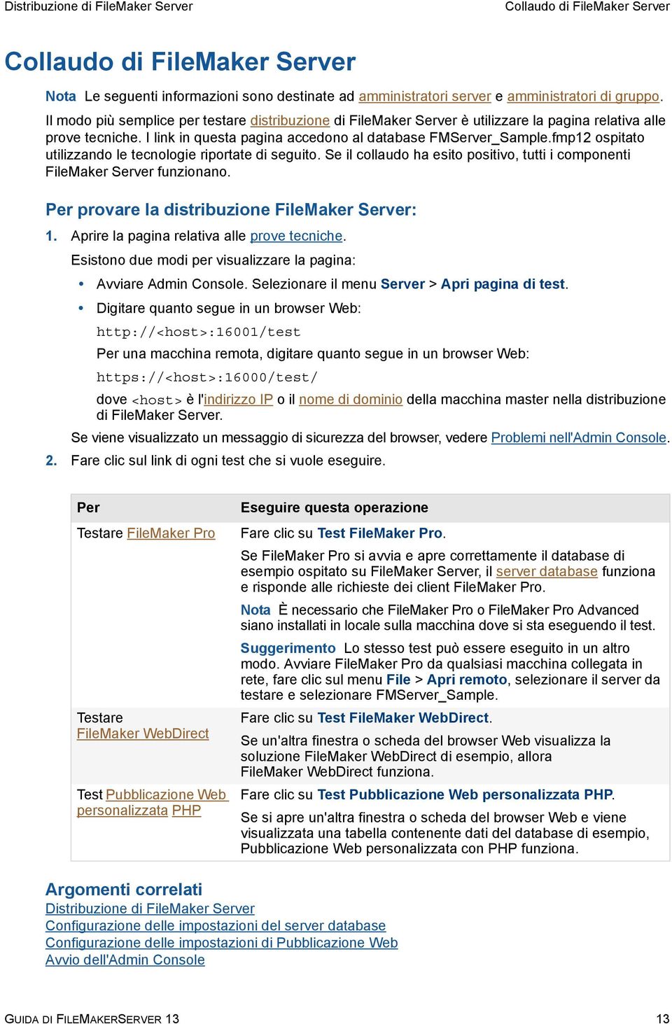 fmp12 ospitato utilizzando le tecnologie riportate di seguito. Se il collaudo ha esito positivo, tutti i componenti FileMaker Server funzionano. Per provare la distribuzione FileMaker Server: 1.