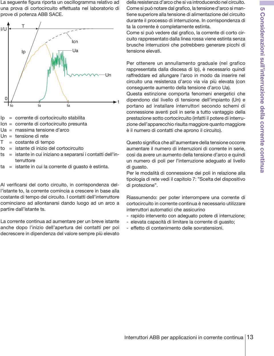 inizio del cortocircuito ts = istante in cui iniziano a separarsi i contatti dell interruttore ta = istante in cui la corrente di guasto è estinta.