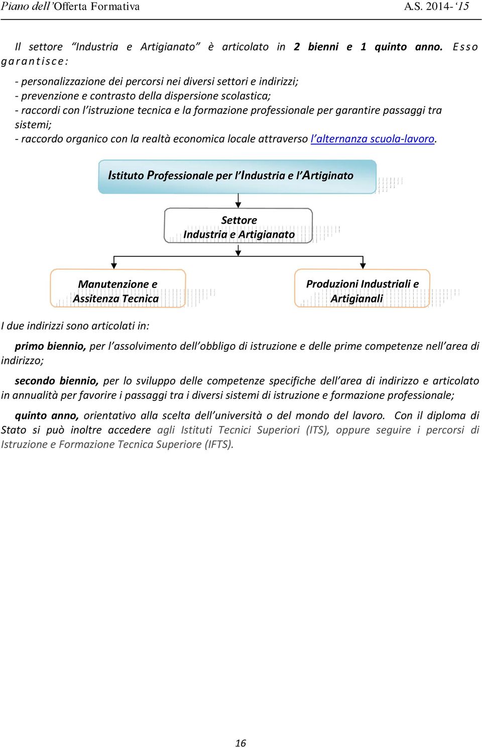 professionale per garantire passaggi tra sistemi; - raccordo organico con la realtà economica locale attraverso l alternanza scuola-lavoro.