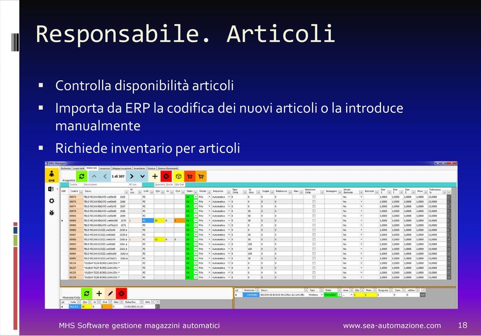 articoli Importa da ERP la codifica dei