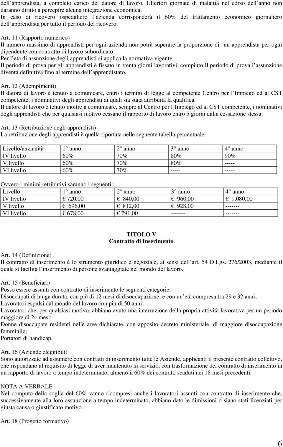 11 (Rapporto numerico) Il numero massimo di apprendisti per ogni azienda non potrà superare la proporzione di un apprendista per ogni dipendente con contratto di lavoro subordinato.