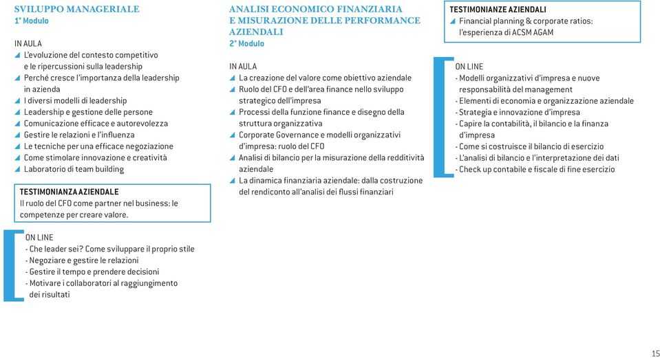 Laboratorio di team building TESTIMONIANZA AZIENDALE Il ruolo del CFO come partner nel business: le competenze per creare valore. ON LINE - Che leader sei?