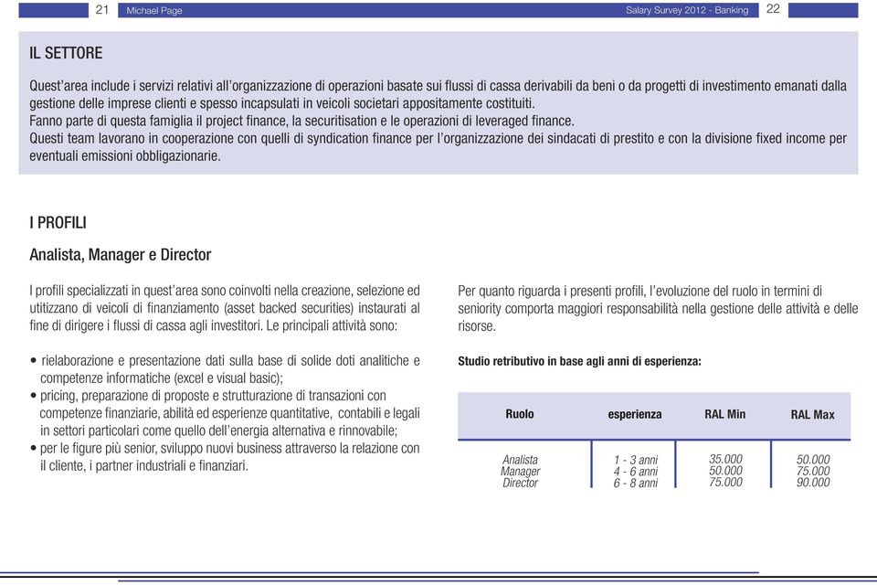 Fanno parte di questa famiglia il project finance, la securitisation e le operazioni di leveraged finance.