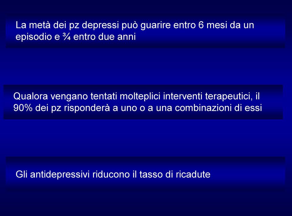 interventi terapeutici, il 90% dei pz risponderà a uno o a una