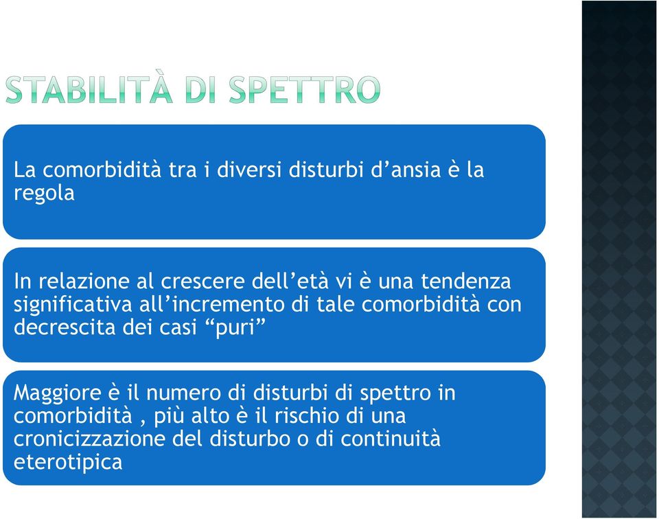 decrescita dei casi puri Maggiore è il numero di disturbi di spettro in