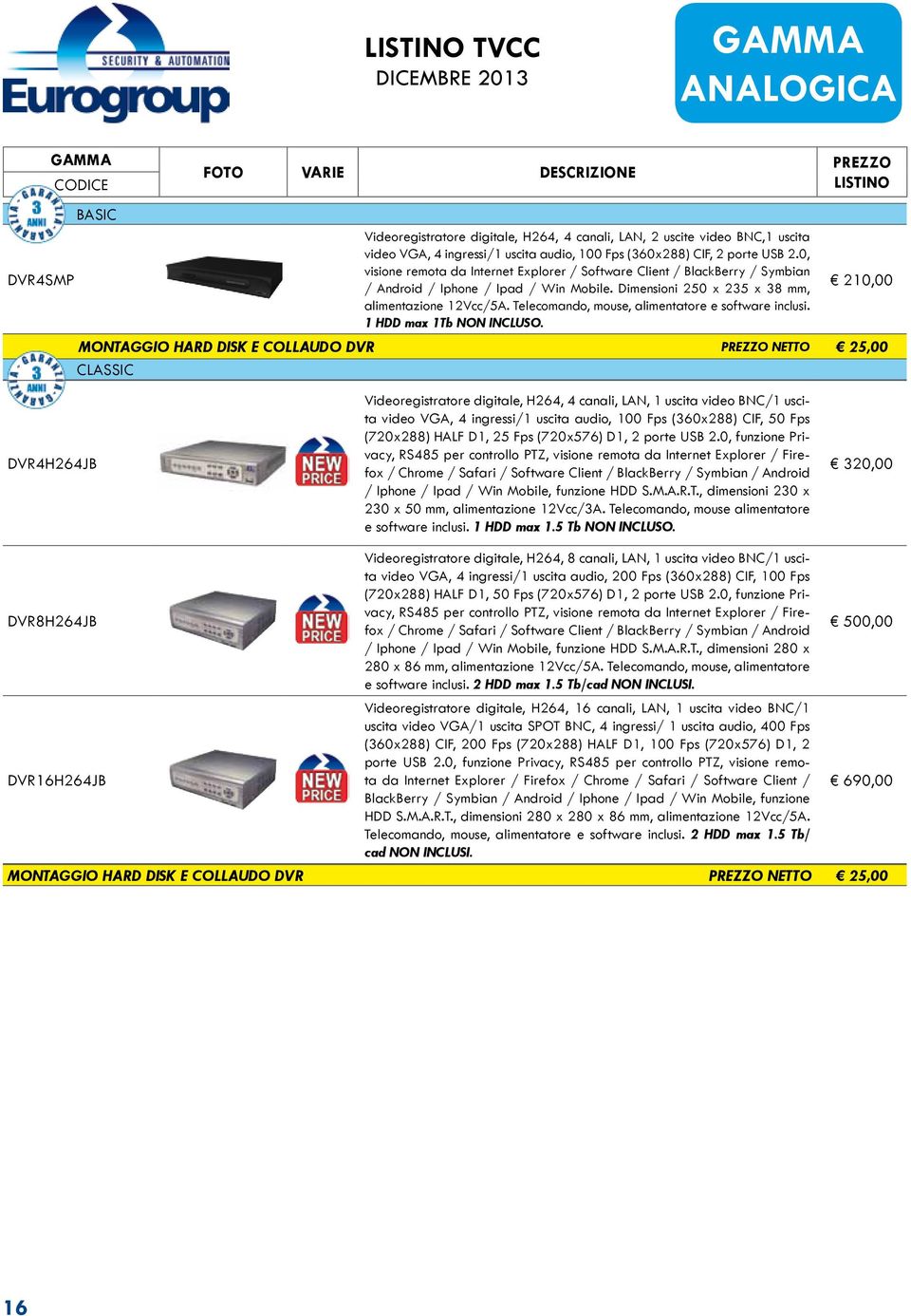 Telecomando, mouse, alimentatore e software inclusi. 1 HDD max 1Tb NON INCLUSO.