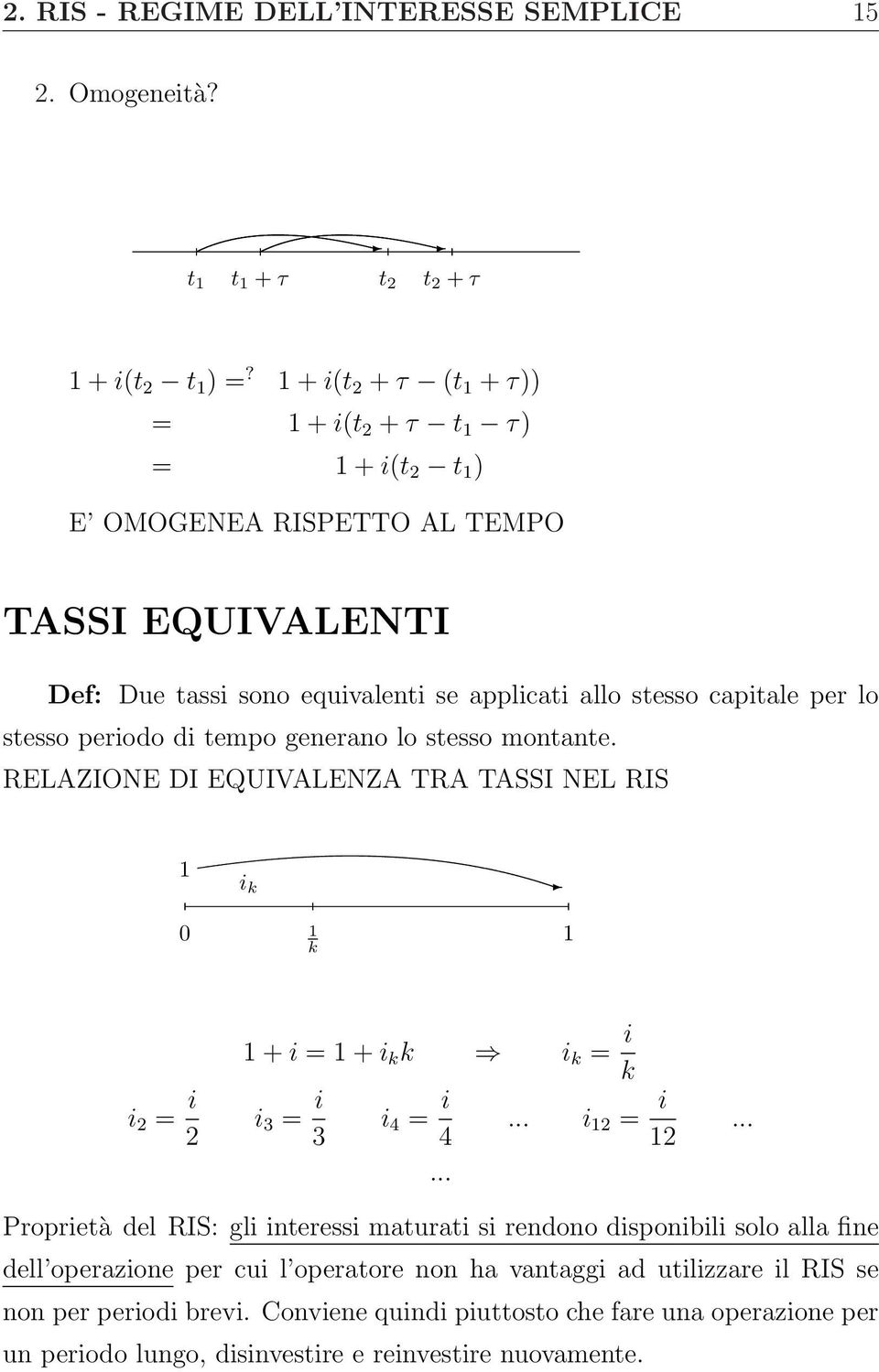 stesso periodo di tempo generano lo stesso montante.