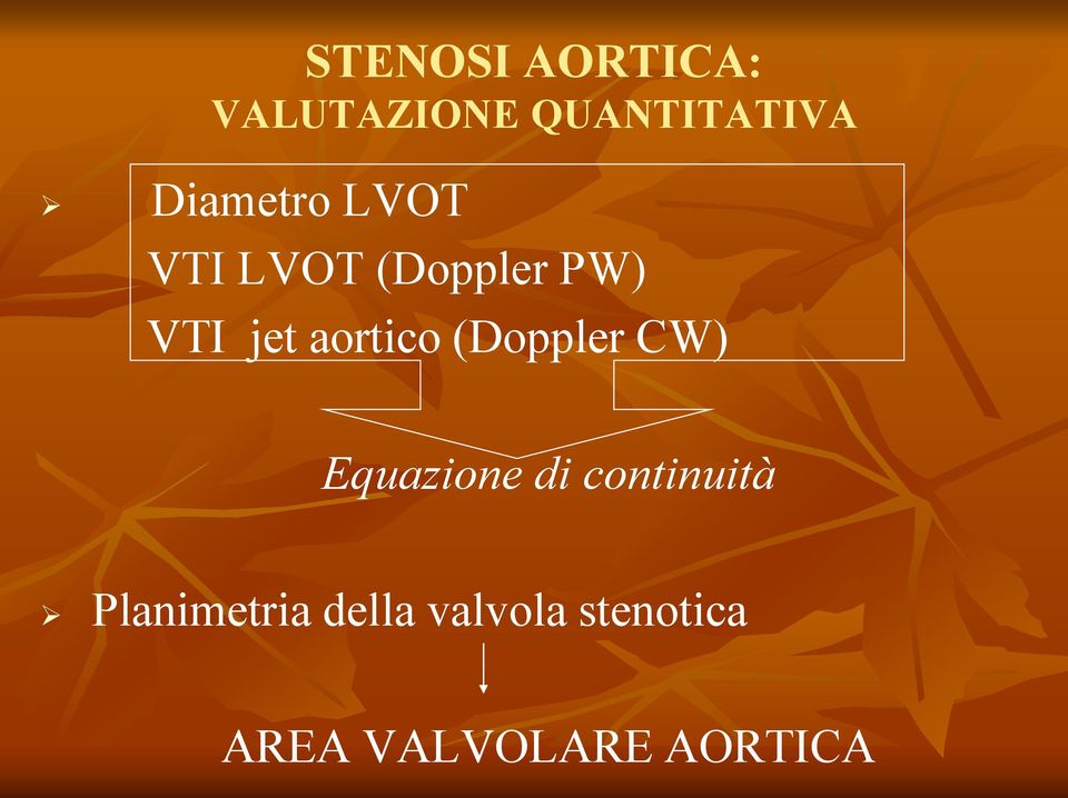 aortico (Doppler CW) Equazione di continuità