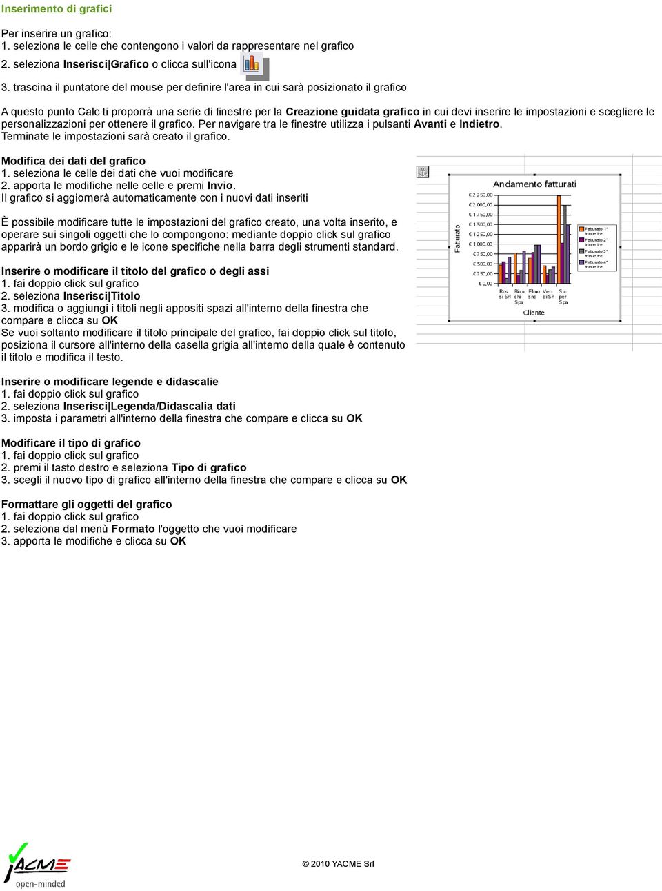 impostazioni e scegliere le personalizzazioni per ottenere il grafico. Per navigare tra le finestre utilizza i pulsanti Avanti e Indietro. Terminate le impostazioni sarà creato il grafico.