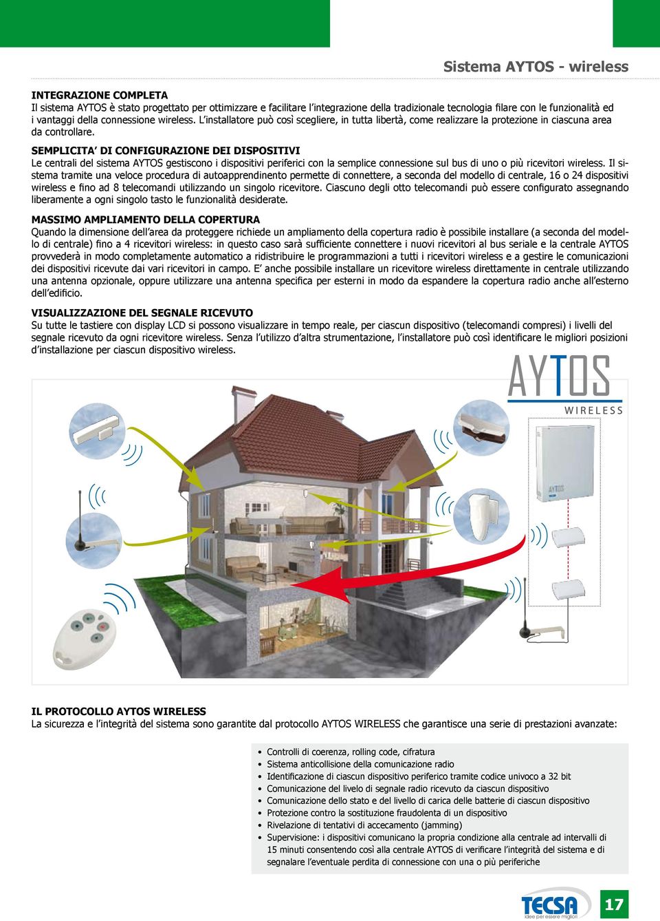 SEMPLICITA DI CONFIGURAZIONE DEI DISPOSITIVI Le centrali del sistema AYTOS gestiscono i dispositivi periferici con la semplice connessione sul bus di uno o più ricevitori wireless.