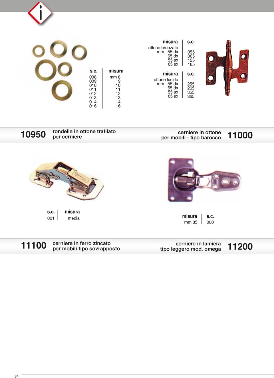 trafilato cerniere in ottone 10950 per cerniere per mobili - tipo barocco 11 media mm 35 11