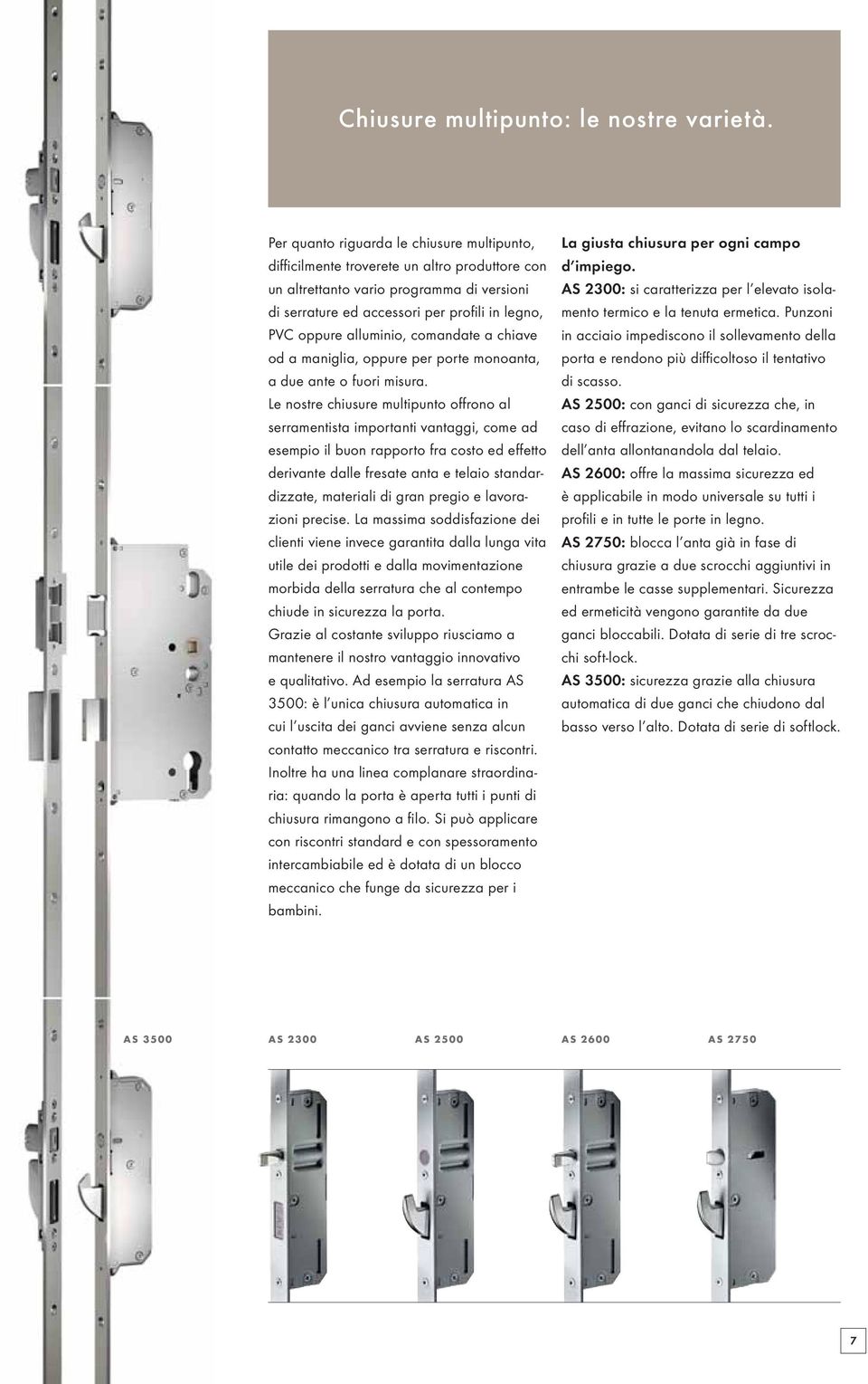 alluminio, comandate a chiave od a maniglia, oppure per porte monoanta, a due ante o fuori misura.