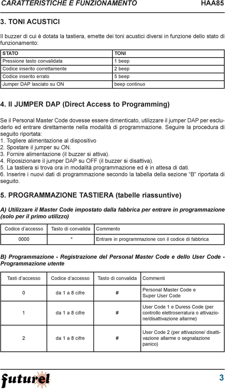 inserito errato Jumper DAP lasciato su ON TONI 1 beep 2 beep 5 beep beep continuo 4.