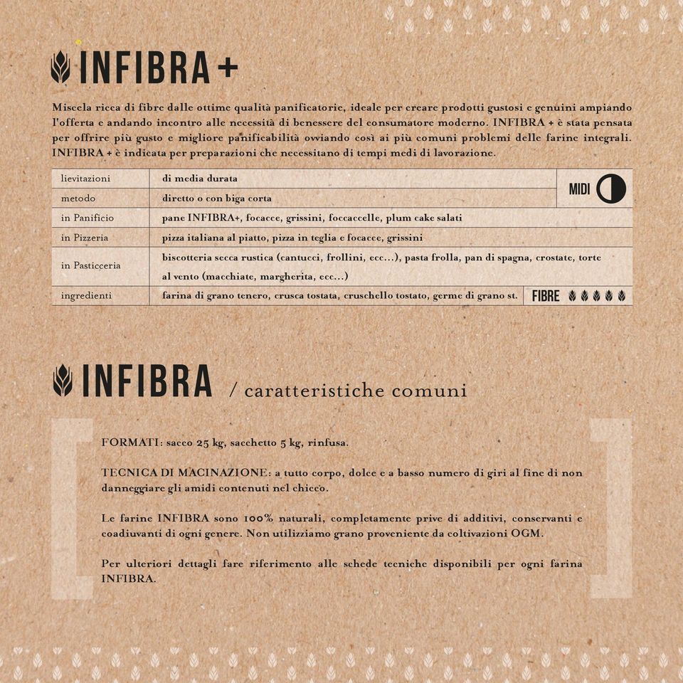 INFIBRA + è indicata per preparazioni che necessitano di tempi medi di lavorazione.