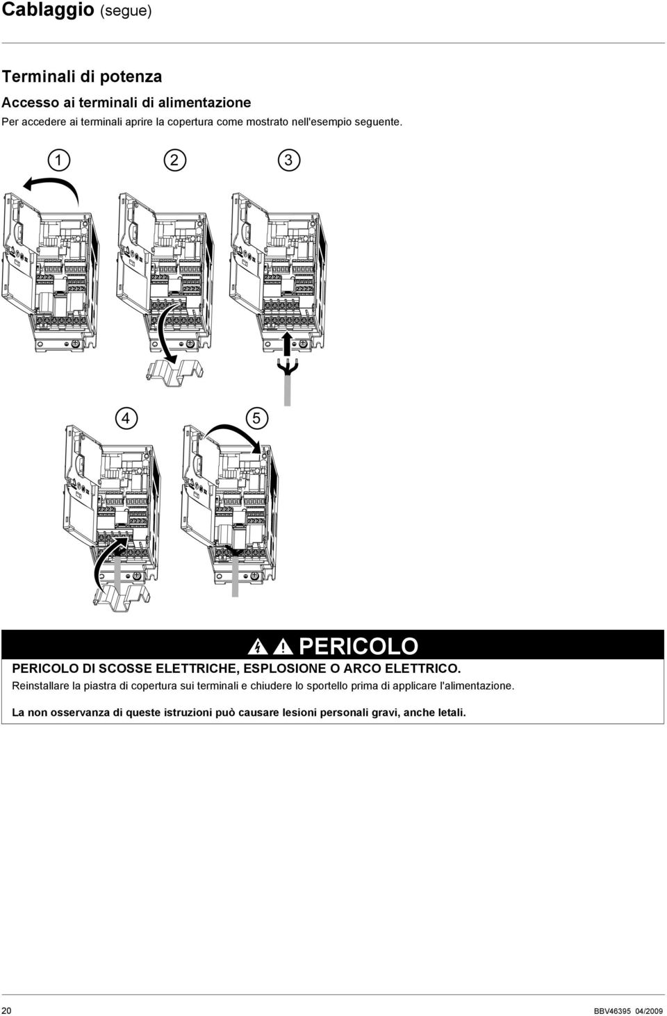 PERICOLO PERICOLO DI SCOSSE ELETTRICHE, ESPLOSIONE O ARCO ELETTRICO.