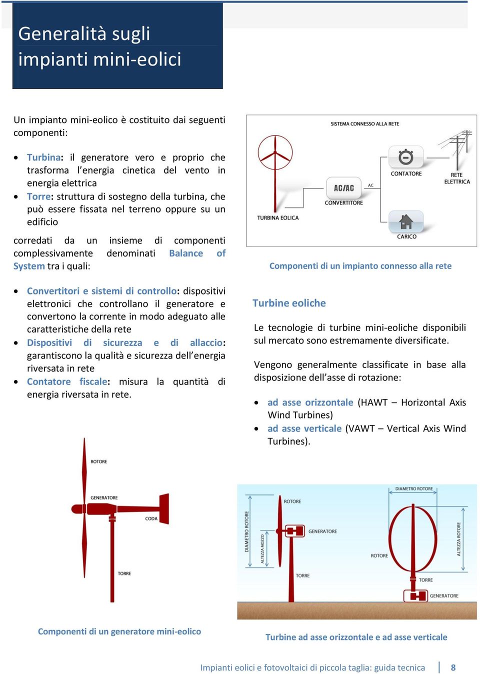 i quali: Convertitori e sistemi di controllo: dispositivi elettronici che controllano il generatore e convertono la corrente in modo adeguato alle caratteristiche della rete Dispositivi di sicurezza