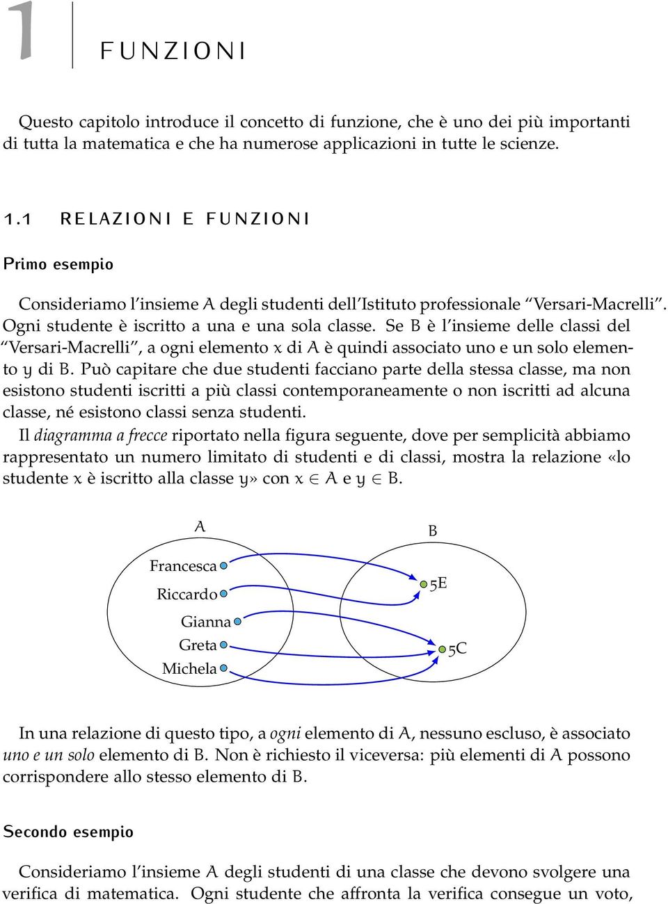 Se B è l insieme delle classi del Versari-Macrelli, a ogni elemento di A è quindi associato uno e un solo elemento di B.