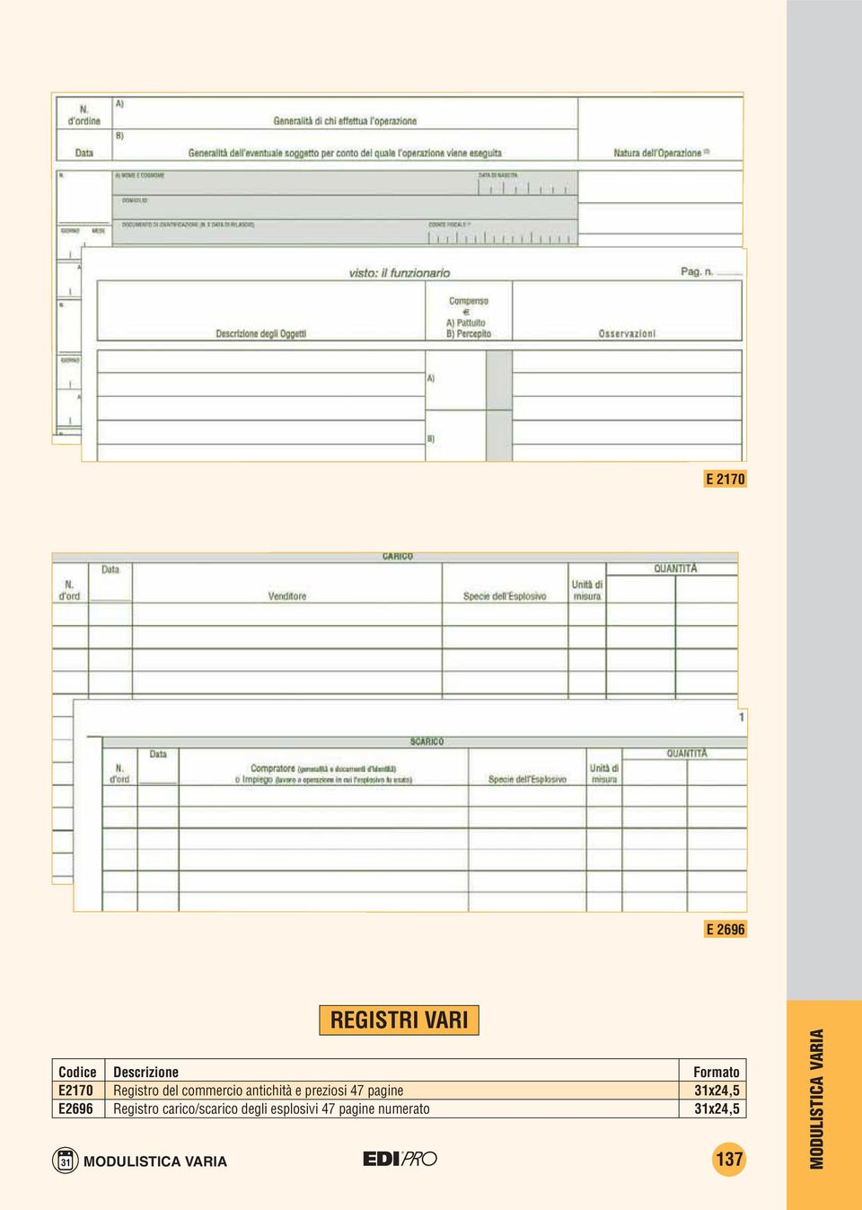 x24,5 E2696 Registro carico/scarico degli