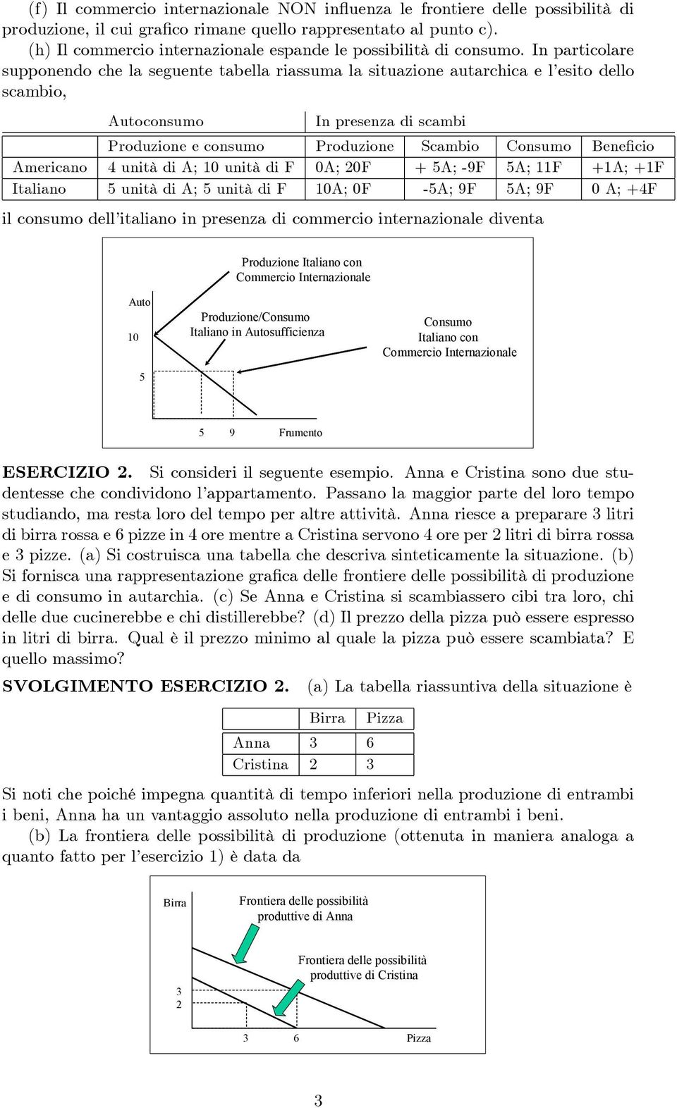 In particolare supponendo che la seguente tabella riassuma la situazione autarchica e l esito dello scambio, Autoconsumo In presenza di scambi Produzione e consumo Produzione Scambio Consumo Bene cio