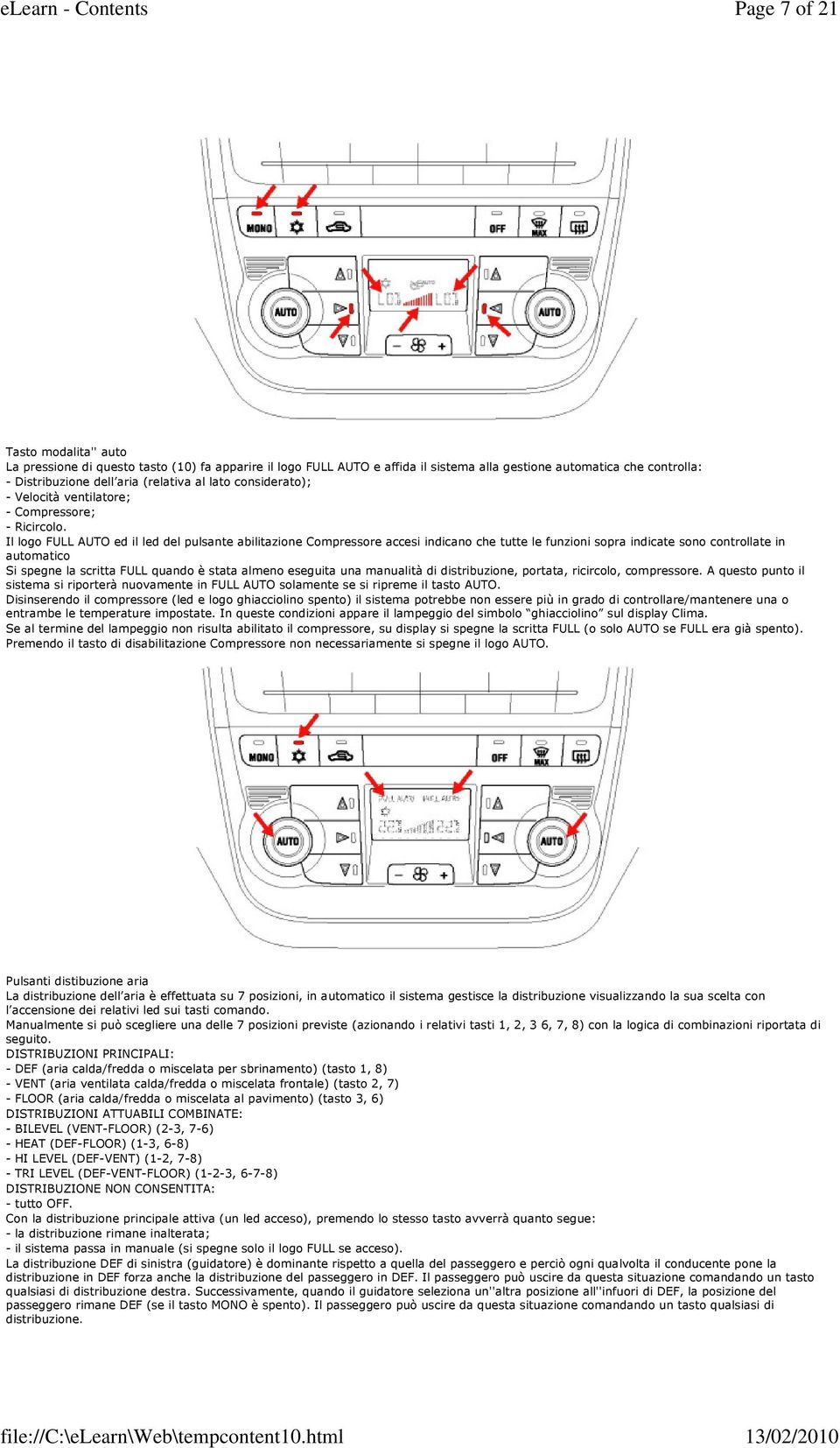 Il logo FULL AUTO ed il led del pulsante abilitazione Compressore accesi indicano che tutte le funzioni sopra indicate sono controllate in automatico Si spegne la scritta FULL quando è stata almeno