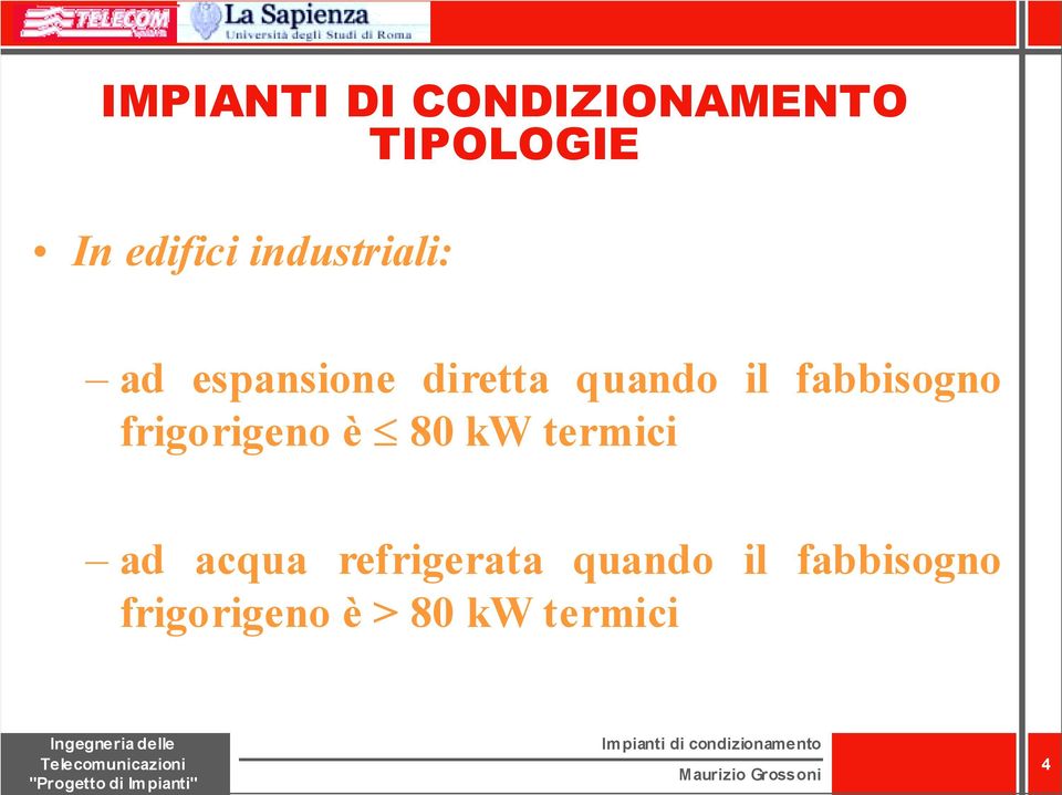 fabbisogno frigorigeno è 80 kw termici ad acqua