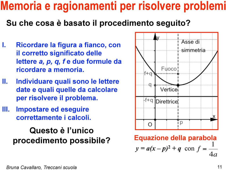 Individuare quali sono le lettere date e quali quelle da calcolare per risolvere il problema. III.