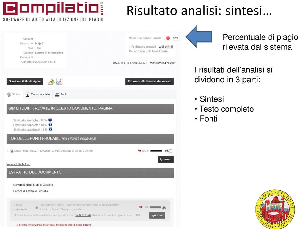 sistema I risultati dell analisi si