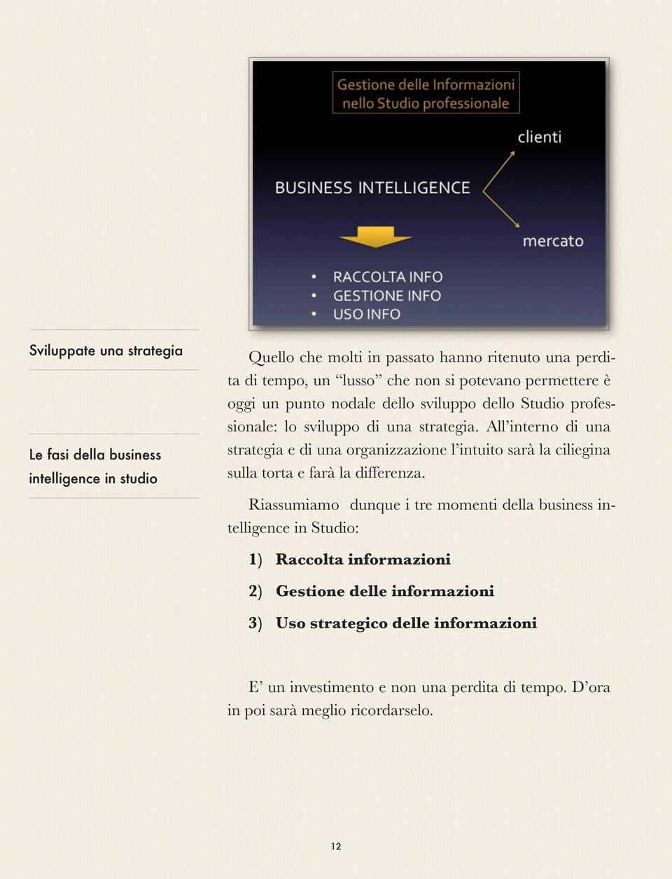 All interno di una strategia e di una organizzazione l intuito sarà la ciliegina sulla torta e farà la differenza.