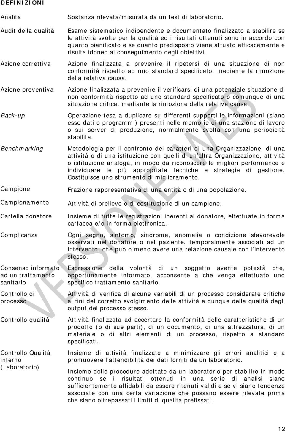 Esame sistematico indipendente e documentato finalizzato a stabilire se le attività svolte per la qualità ed i risultati ottenuti sono in accordo con quanto pianificato e se quanto predisposto viene