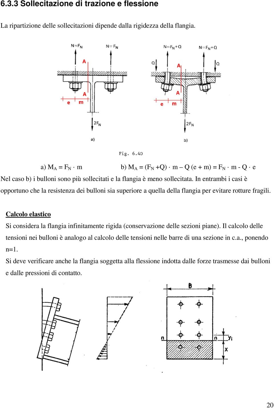 In entrambi i casi è opportuno che la resistenza dei bulloni sia superiore a quella della flangia per evitare rotture fragili.