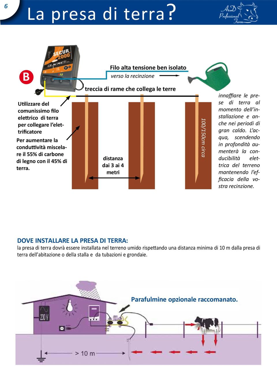 nei periodi di gran caldo. L acqua, scendendo in profondità aumenterà la conducibilità elettrica del terreno mantenendo l efficacia della vostra recinzione.