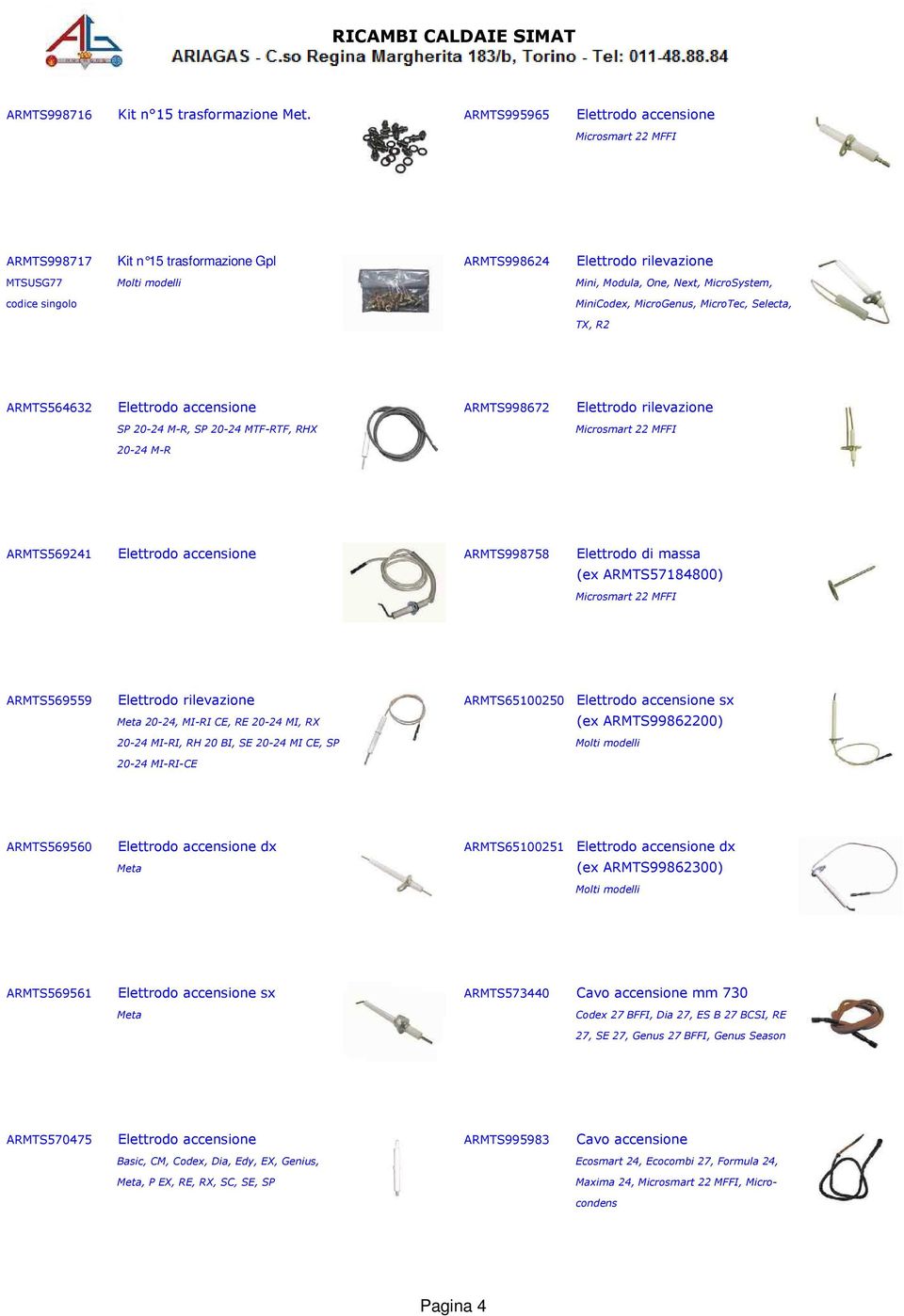 MicroGenus, MicroTec, Selecta, TX, R2 ARMTS564632 Elettrodo accensione ARMTS998672 Elettrodo rilevazione SP 20-24 M-R, SP 20-24 MTF-RTF, RHX Microsmart 22 MFFI 20-24 M-R ARMTS569241 Elettrodo