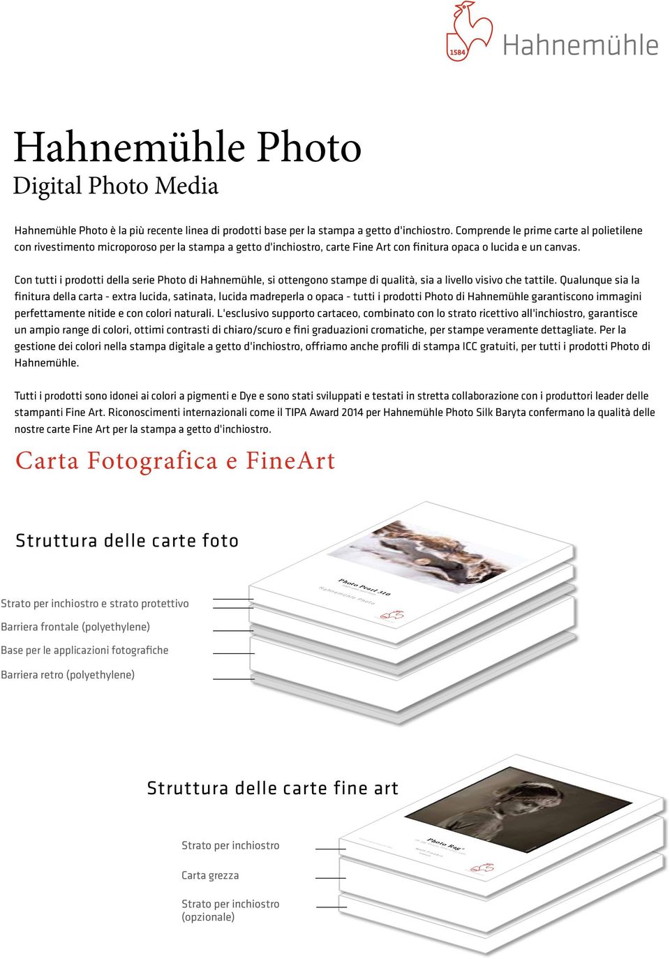 Con tutti i prodotti della serie Photo di Hahnemühle, si ottengono stampe di qualità, sia a livello visivo che tattile.