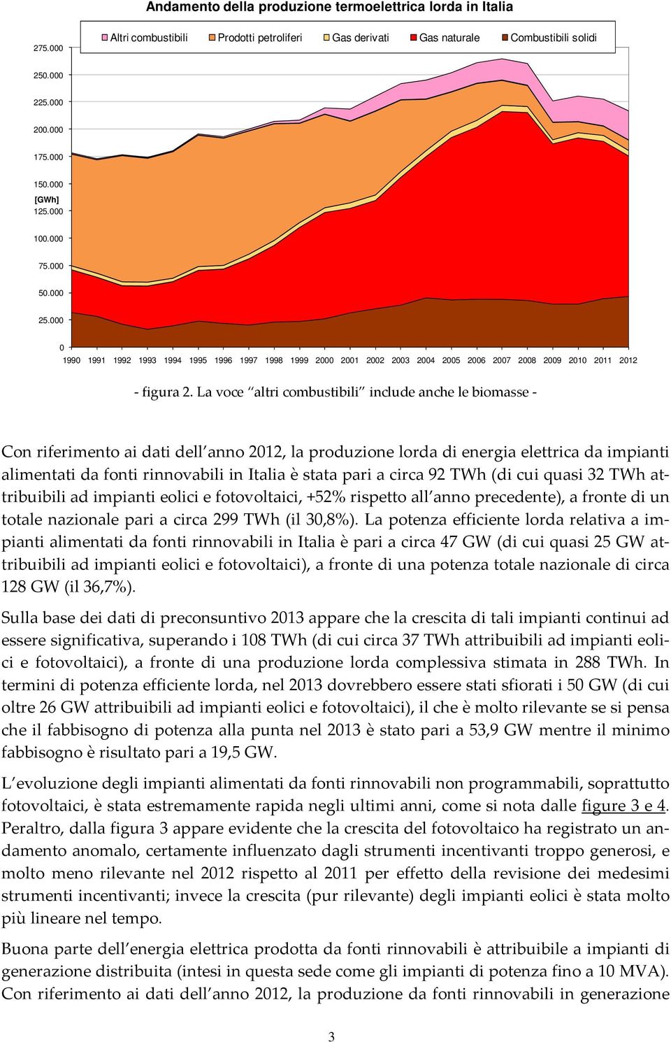 La voce altri combustibili include anche le biomasse Con riferimento ai dati dell anno 2012, la produzione lorda di energia elettrica da impianti alimentati da fonti rinnovabili in Italia è stata