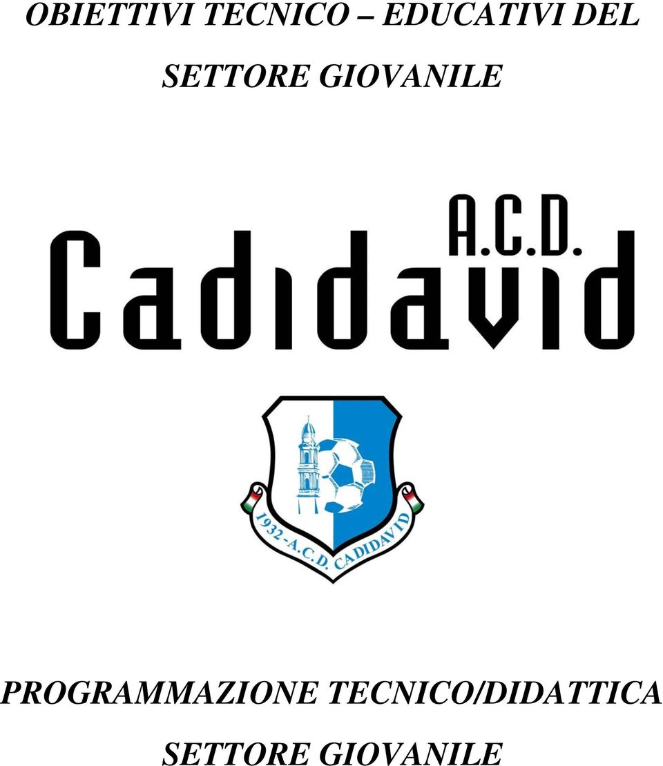 GIOVANILE PROGRAMMAZIONE