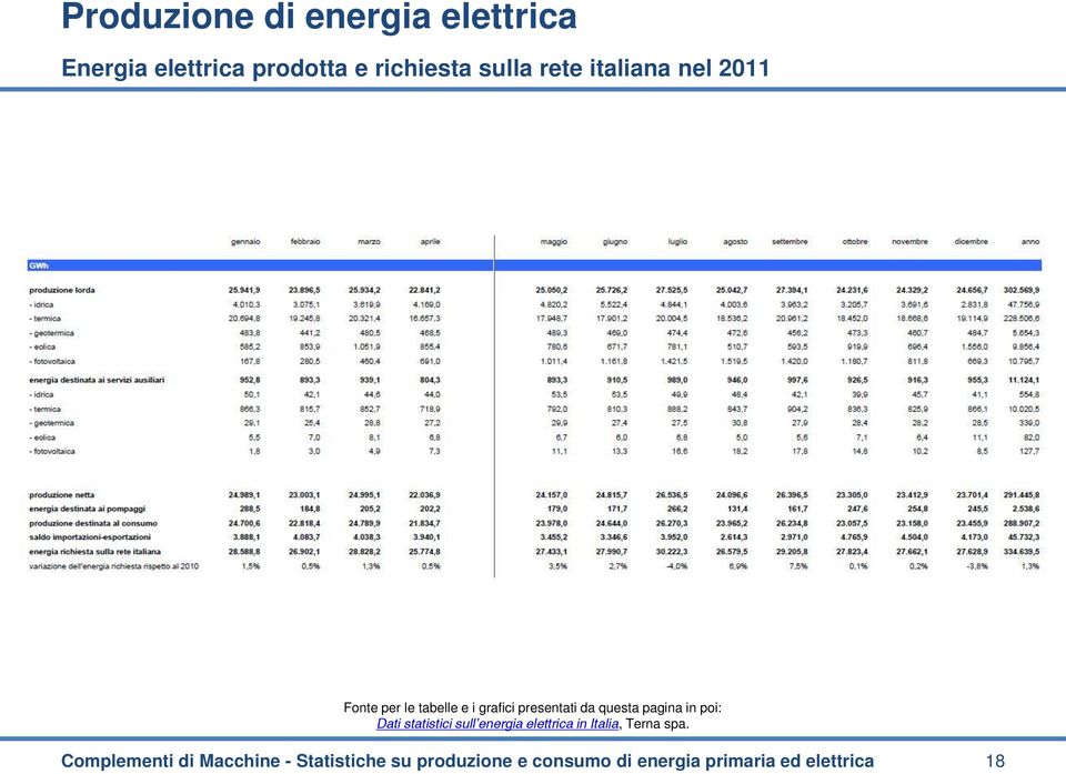 statistici sull energia elettrica in Italia, Terna spa.