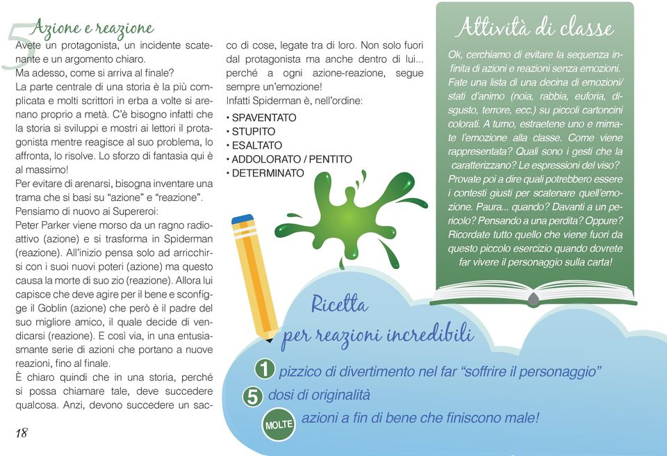 C è bisogno infatti che la storia si sviluppi e mostri ai lettori il protagonista mentre reagisce al suo problema, lo affronta, lo risolve. Lo sforzo di fantasia qui è al massimo!