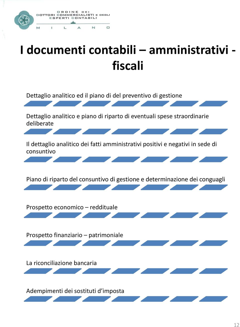 positivi e negativi in sede di consuntivo Piano di riparto del consuntivo di gestione e determinazione dei conguagli