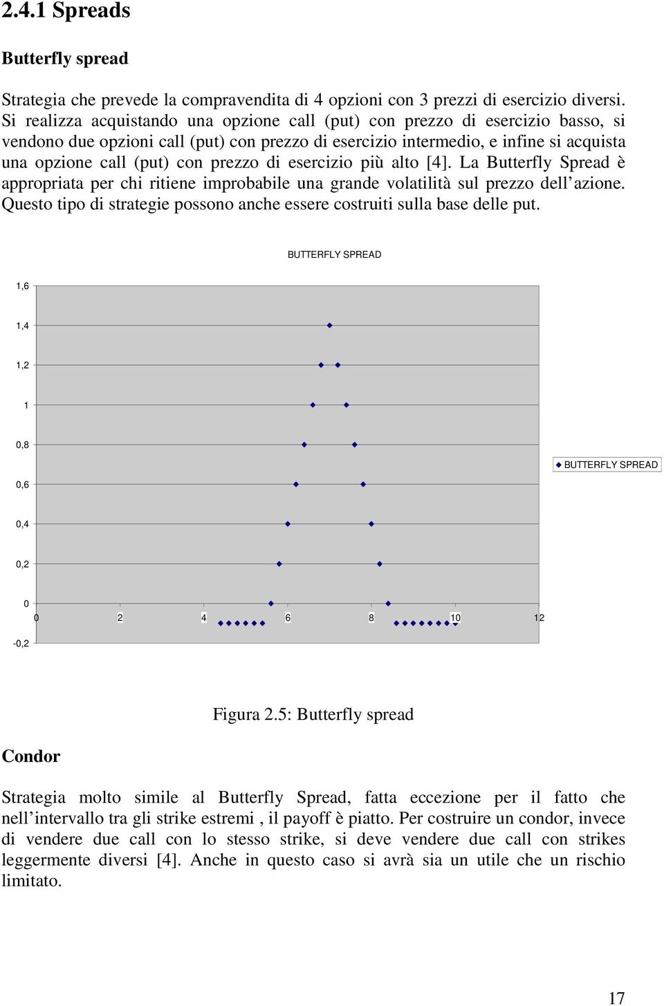 prezzo di esercizio più alto [4]. La Butterfly Spread è appropriata per chi ritiene improbabile una grande volatilità sul prezzo dell azione.